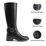 DREAM PAIRS Women's Comfy Knee High Riding Boots