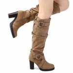 Mysoft Women's Chunky Heel Knee High Winter Boots