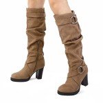 Mysoft Women's Chunky Heel Knee High Winter Boots