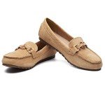 Beige Round Toe Ballerina Flats for Women