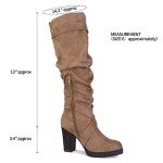 Mysoft Women's Chunky Heel Knee High Winter Boots