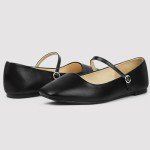 Chic Black Mary Jane Flats with Adjustable Strap