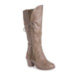MUK LUKS Women's Taupe Lacy Leo Boots
