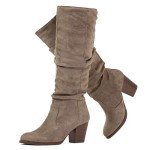 Taupe Slouchy Knee High Boots for Women