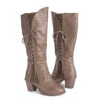 MUK LUKS Women's Taupe Lacy Leo Boots