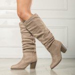 Taupe Slouchy Knee High Boots for Women