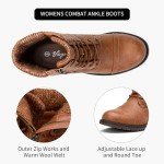 Vepose Women’s Lace-up Combat Ankle Boots - Brown