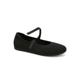 Black Adjustable Strap Ballet Flats for Women