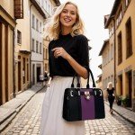 Purple & Black Handbag Set with Matching Wallet
