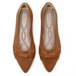 TINGRISE Women's Washable Pointed Toe Flats - Brown