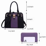 Purple & Black Handbag Set with Matching Wallet