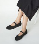 Black Adjustable Strap Ballet Flats for Women