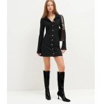 Black Leather Knee High Stiletto Boots for Women