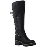 Globalwin Women's Black Lace-Up Knee High Boots