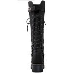 Globalwin Women's Black Lace-Up Knee High Boots