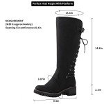 Globalwin Women's Black Lace-Up Knee High Boots