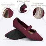 Red Pointed Toe Knit Ballet Flats for Women