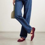 Red Pointed Toe Knit Ballet Flats for Women