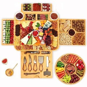 Bamboo Charcuterie Board and Knife Gift Set