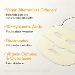 THE FACE SHOP Vita-Toning Vegan Collagen Face Mask, Korean Glass Skin Essential, Hydrogel Mask for Moisturizing & Skin Elasticity, Improves Uneven Tone, 4EA