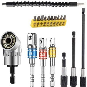 Flexible Drill Bit Extension with Universal Socket Adapters