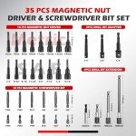 35-Piece Magnetic Nut Driver Set for Impact Drills