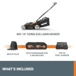 Worx 40V 14" Cordless Lawn Mower with Batteries
