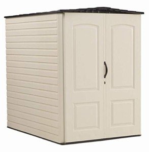 Large Vertical Resin Outdoor Storage Shed, Beige/Brown