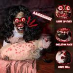 Creepy Animated Skeleton & Doll Halloween Decoration