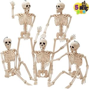 5 Pack Posable Halloween Skeleton Decor - 16 Inches