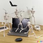 5 Pack Posable Halloween Skeleton Decor - 16 Inches
