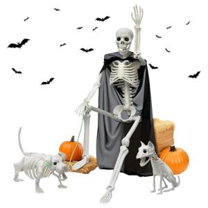 36" Posable Skeleton Set with Dog and Cat