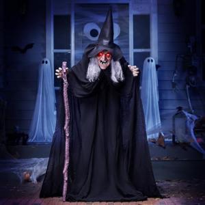 Life-Size Animated Witch Halloween Decoration with Sounds
