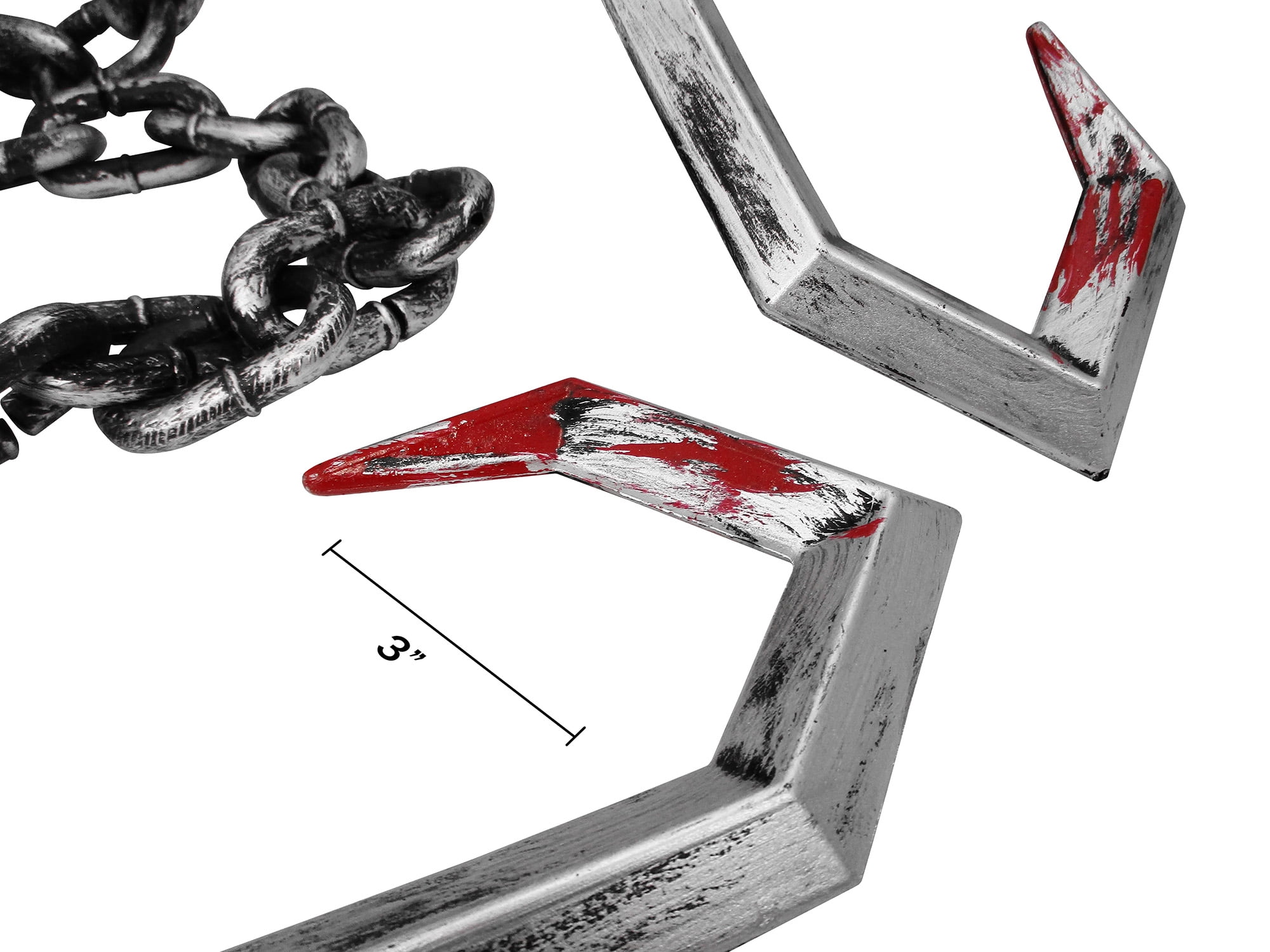 Fake Meat Hooks with Chain - Halloween Prop