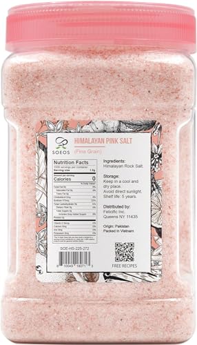 Soeos Fine Grain Himalayan Pink Salt, 80oz
