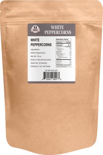 Bulk Whole White Peppercorns - 18 Oz Grinder