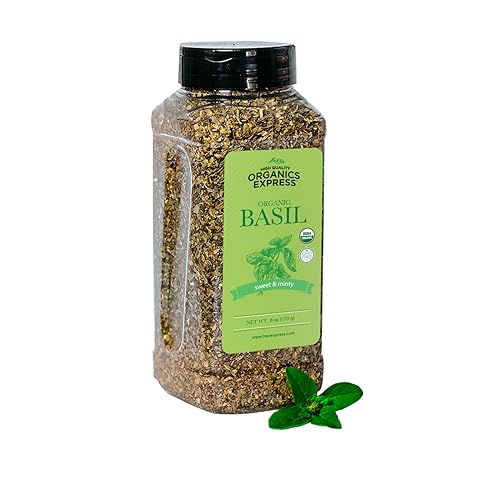 Organic Basil Leaves - Dried, Non-GMO, 6 oz