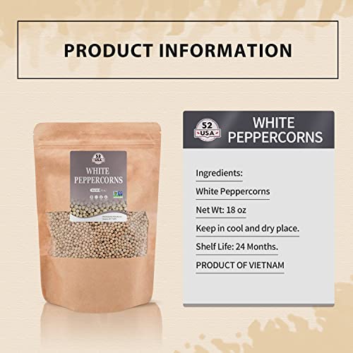 Bulk Whole White Peppercorns - 18 Oz Grinder