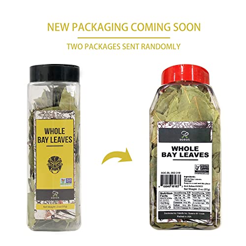 Soeos Whole Bay Leaves, Non-GMO, 2 oz