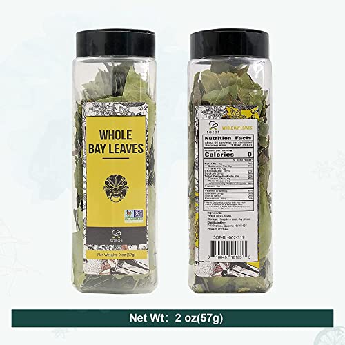 Soeos Whole Bay Leaves, Non-GMO, 2 oz