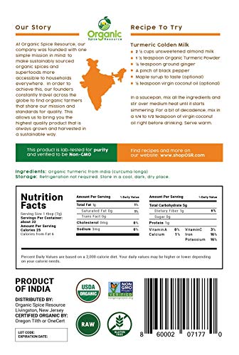 Fresh Organic Turmeric Root Powder, 8 oz