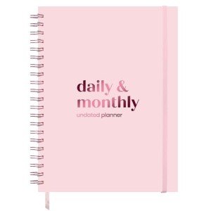 Large Daily Planner with Hourly Schedule, 8.5" x 11" Undated 6-Month Planner for Productivity, Full Page a Day, 2025-2026 Calendar, To Do List, Time Blocking, Pink Aesthetic Hardcover Spiral Notebook
