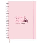Large Daily Planner with Hourly Schedule, 8.5" x 11" Undated 6-Month Planner for Productivity, Full Page a Day, 2025-2026 Calendar, To Do List, Time Blocking, Pink Aesthetic Hardcover Spiral Notebook