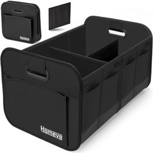 Homeve Collapsible Car Trunk Organizer - Waterproof Black