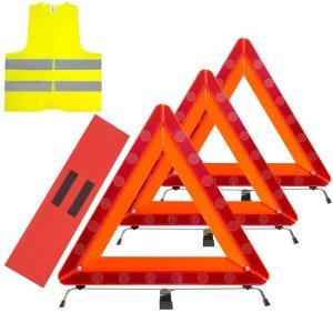 3-Pack Heavy Reflective Car Warning Triangles