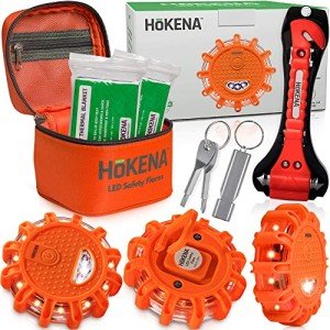 HOKENA 9-Piece LED Road Flare Safety Kit