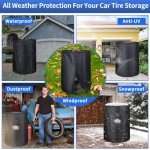 Durable Waterproof Tire Covers for Storage - 4 Tires