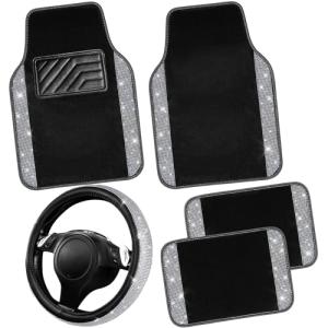Bling Diamond Steering Wheel Cover and Mats Set