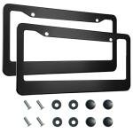 Matte Black Aluminum License Plate Frames - 2PCS