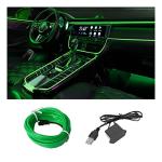 Green 16FT USB LED Car Ambient Light Strip